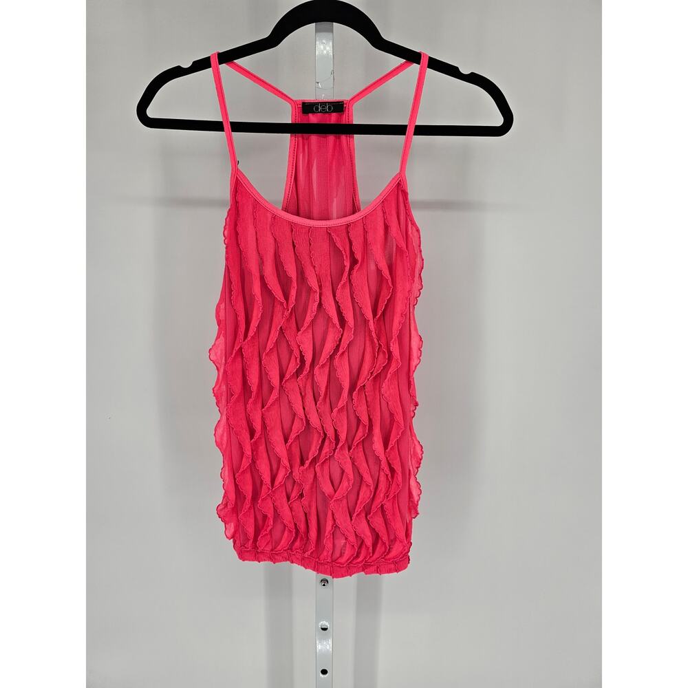 Y2K Deb Women's Pink Sleeveless Ruffle Strapless Pullover Tank Top Sz S